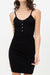 Button-Front Knit Solid Sleeveless Mini Sweater Dress