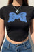 Y2K Butterfly Patch Short Sleeve Crop T-Shirt
