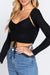Y2K Long Sleeve Bolero Cardigan and V-Neck Ruched Detail Cami Set Top